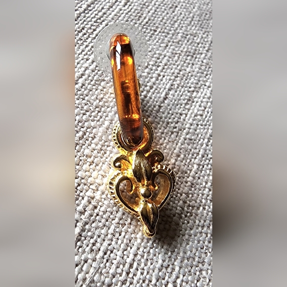 Vintage faux amber earrings and necklace set. 1990's - Picture 3 of 5